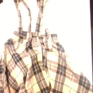 plaid brown and tan skirt with button on suspenders from shein small